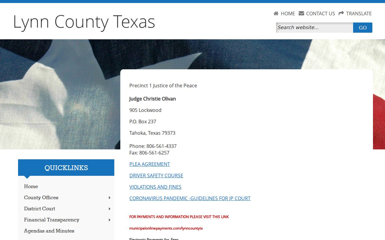 Lynn County warrant lookup contacts for JP Precincts 1 and 4