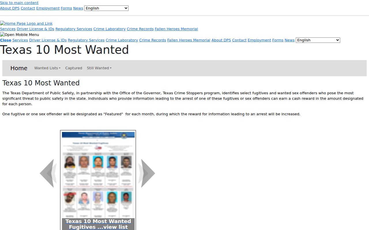 Lynn County Most Wanted records guide, Texas DPS program and safe tip information