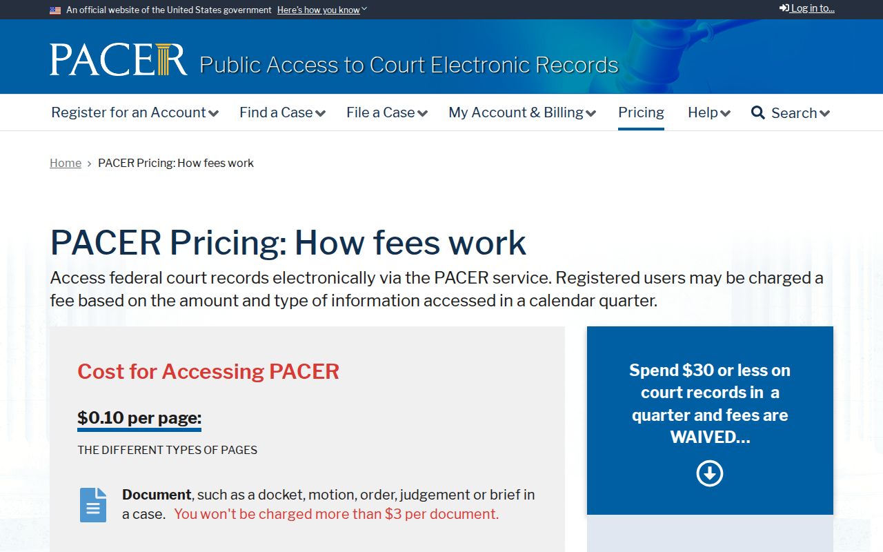 Lynn County federal warrant records, PACER fee information